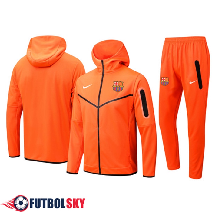 Comprar Chaqueta Con Capucha Chandal FC Barcelona Naranja 2022 2023