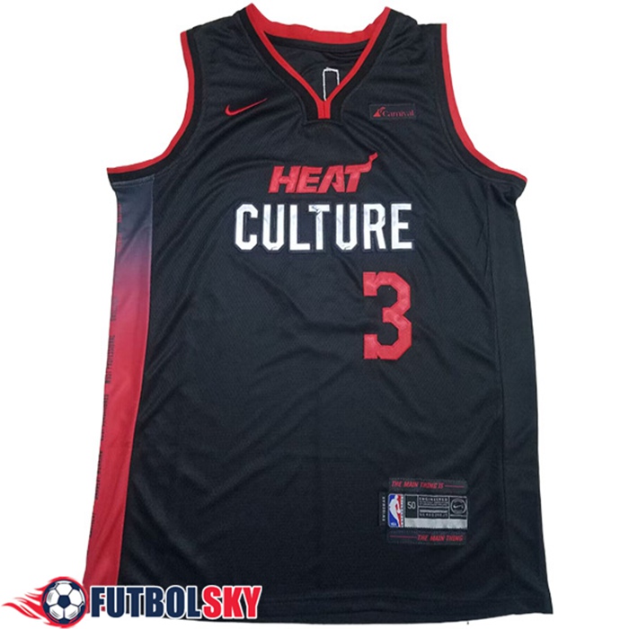 Comprar Camisetas De Futbol Miami Heat Wade Negro Rojo