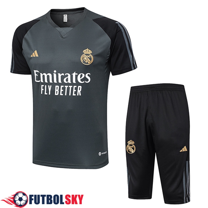 Comprar Camiseta Entrenamiento Cortos Real Madrid Gris Negro